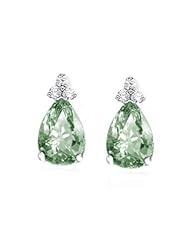2.55Ct Pear Cut Amethyst & VS Diamond Hanging Earrings 18k Gold