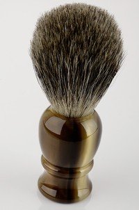RAZZOOR Blaireau de Rasoir - Blaireau véritable - Pur gris - Manche Faux Corne