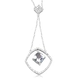 10k White Gold Aquamarine and Diamond Pendant