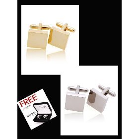 Find Lowest Prices On Classic Gold & Silver Square Plain Cufflinks