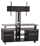 GLD120H Mobüler TV RACK GOLD SERIE MIT TV HALTER OPTIONALE FARBKOMBINATIONEN HOCHGLANZFURNIERTE SCHUBKÄSTEN