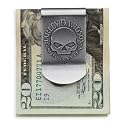 Harley-Davidson® Men's Skull Money Clip, raw nickel finish, spring clip, engraved skull graphic, Made in USA, 99453-06V