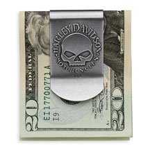 Harley-Davidson&reg; Skull Money Clip. Raw Nickel finish. Made in USA. 99453-06V