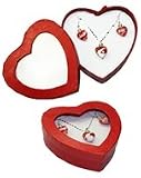 Fashion Murano Glass Heart Box Jewelry Sets By Outer Rebel- Red & White Murano Glass Heart