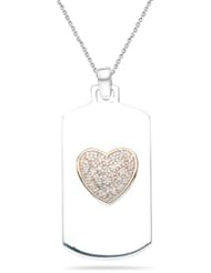 0.24 Cts Diamond Heart Pendant in Pink Gold & Silver
