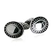 Elegant Oval Stainless Steel Cufflinks with Black Enamel
