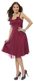 Cocktailkleid Partykleid aus Chiffon, mit Wasserfallausschnitt, Brombeere