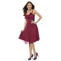 Cocktailkleid Partykleid aus Chiffon, mit Wasserfallausschnitt, Brombeere