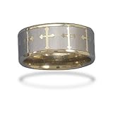 Zirconium Plated Tungsten Carbide Men's Ring with Cross Design (10mm)
