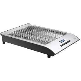 Flat toaster with digital timer stainless steel 700 W, Five functions : defrost / + / - / ON / OFF, LCD display with blue backlight, Three quartz tubes ensure an even toasting