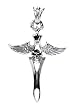 Winged Skull Cross Pendant - Stainless Steel - 2.25'' Length Winged Skull Cross Pendant - Stainless Steel - 2.25'' Length