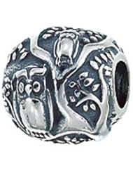 Genuine Zable (TM) Product. 925 Sterling Silver Owls in Tree Charm. 100% Satisfaction Guaranteed.