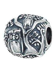 Sterling Silver Owls in Tree Zable Bead Charm BZ2183