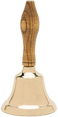 2 PK: Bevin Brothers Solid Brass Wood Handle Bell 5 1/2'' H - 2 5/8'' Dia (2HB)