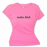Flirty Diva Tees Woman's SoftStyle T-Shirt-Twitter Bitch-Pink Azalea-Black
