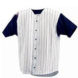 Pinstripe Baseball Jersey with Colorblock Sleeves