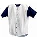 Pinstripe Baseball Jersey with Colorblock Sleeves