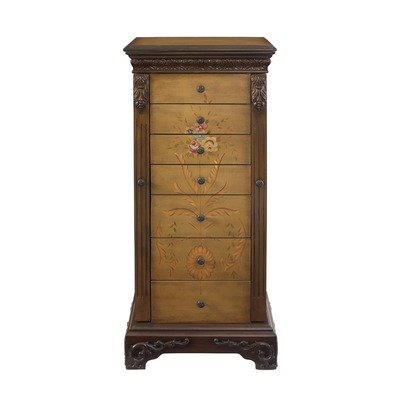 Powell Masterpiece Antique Parchment Hand Painted Jewelry Armoire -PO582314