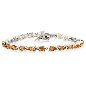 14k White Gold Diamond and Citrine Bracelet by