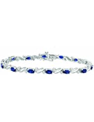 0.23 Carat Sapphire & Diamond Tennis Bracelet 14K White Gold