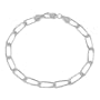 Sterling Silver Open Rectangle Charm Bracelet, 7"
