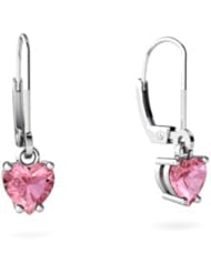 Created Pink Sapphire 14kt White Gold Lever Back Earrings