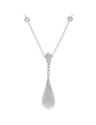 14k White Gold 1.47 Carat Diamond Teardrop Necklace
