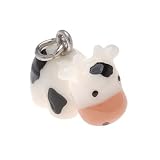 Hand Painted 3-D Black And White Cow Charm 14.6mm Lightweight (1)