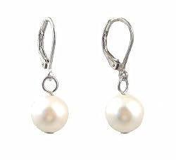 Earrings - E424 - Simple Pearl Bead Drop ~ White