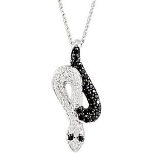 Genuine IceCarats Designer Jewelry Gift Sterling Silver Gen Black Spinel & Dia Necklac. 1/6 Ct Tw / 18