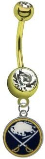 Buffalo Sabres PREMIUM Gold Titanium Anodized Sexy Belly Navel Ring