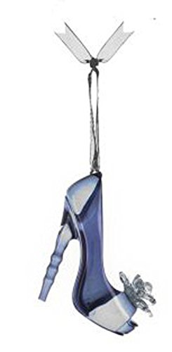 Ganz Transparent Black Colored Glass High Heeled Shoe Christmas Ornament
