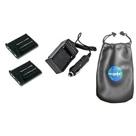 ValuePack (2 Count): Digital Replacement Battery PLUS Mini Battery Travel Charger for Specific Digital Camera and Camcorder Models / Compatible with CASIO NP-80, FUJIFILM NP-45, KODAK KLIC-7006, NIKON EN-EL10, OLYMPUS LI-40B, PENTAX D-LI63, Stylus: 1200, 740, 750, 760, 770 SW, 780, 790, 820, 830, 85