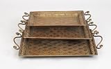 Tuscan Antique Gold Metal Tray Set of 3 Decorative or Serving