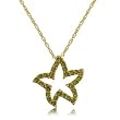 Green Tourmaline Star Pendant Necklace in Solid Yellow Gold