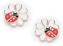Tomas Jewelry Sterling Silver Ladybug on Flower Post Earrings