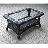 IMAGE OF Outdoor greatroom - Outdoor Greatroom Black Wicker Coffee Table w/Beveled Glass