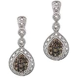 Sterling Silver 1/5ct TDW Chocolate Diamond Teardrop Earrings