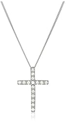Sterling Silver and Swarovski Zirconia Cross Pendant Necklace