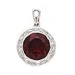 14k White Gold, Diamond & Garnet Round Pendant (4.11ctw)