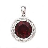 14k White Gold, Diamond & Garnet Round Pendant (4.11ctw)