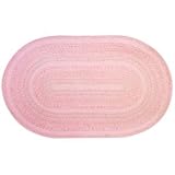 Kids Rugs: Kids Oval Pastel Cotton Braided Area Rug, 8 x 10 Pink Rug