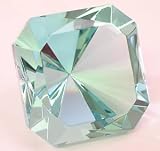 Oleg Cassini - Elizabeth - Turquoise Light Topaz Blue Square Emerald Cut Gem Crystal Signed Paperweight