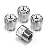 Mercedes Benz Silver Logo Chrome Tire Stem Valve Caps