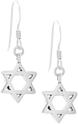 925 Sterling Silver Jewish Star of David Hook Earrings