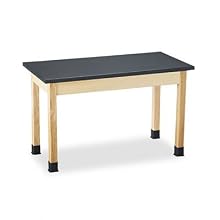 Diversified Woodcrafts P7106K30N UV Finish Solid Oak Wood Table with Plain Apron and Epoxy Resin Top, 48" Width x 30" Height x 24" Depth, 500lbs Capacity