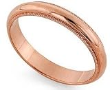 14K Rose Gold Milgrain Heavy Classic-Fit Wedding Band, 3mm Wide
