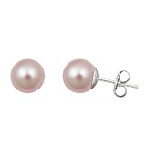 8-8.5mm Pink Freshwater Pearl Stud Earring “AAA” Round Sterling Silver
