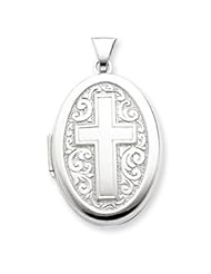 Sterling Silver Oval Cross Locket
