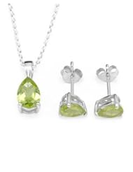 Sterling Silver 2.9 CTW Peridots Stud Women Jewelry Set. Length 7.5 in. Total Item weight 1.0 g.